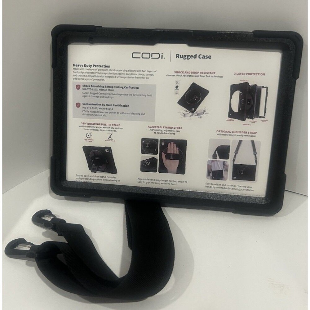 CODi Rugged Carrying Case for 10.2" Apple iPad (Gen 7, 8, 9) Tablet  Black NEW